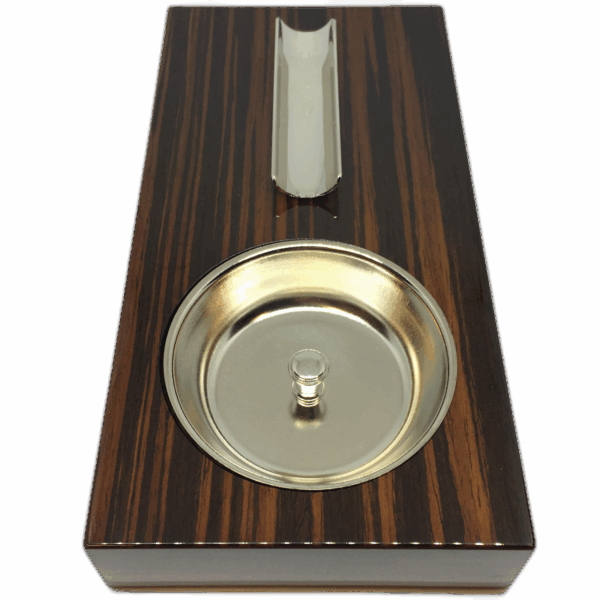 Wooden Polished Cigar Rest and Ashtray