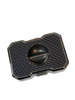 Metal V-Cut Blue Carbon Chrome Cigar Cutter