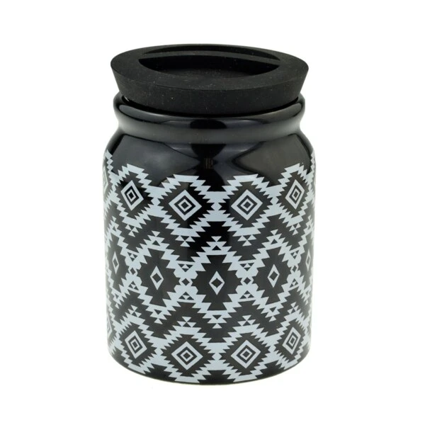 Tobacco Jar Aztec Pattern Ceramic
