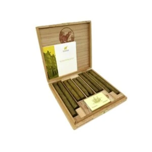 The Ship's Box includes: 2 x Corona Panatella 2 x Corona 2 x Knakje 2 x VOC 2 x Matelieff 1 x Match Box These cigars are produced in the historic cigar factory in Kampen. They use tobacco from several harvest years in their filler to maintain a constant and pleasant taste. The wrappers are from Sumatra which have a thin, silky structure but are full of flavour with a hint of herbal aroma. De Olifant still use traditional machines in their cigar making process with their oldest machine dating back to 1888. The cigars are presented in a Cedar wood box, 10 cigars per box.